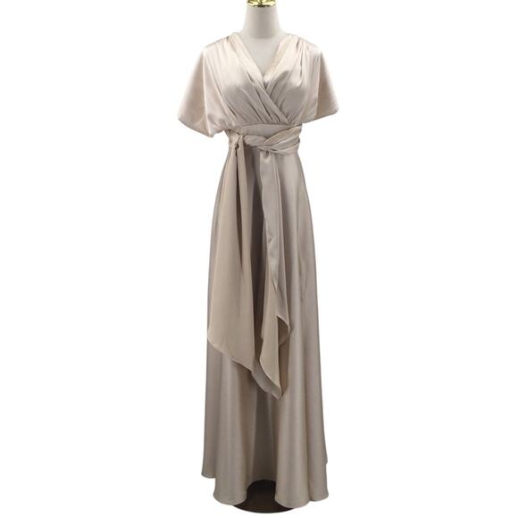 AW BRIDAL 12 L champagne Salome convertible wedding gala maxi dress NEW b106 - Picture 4 of 11